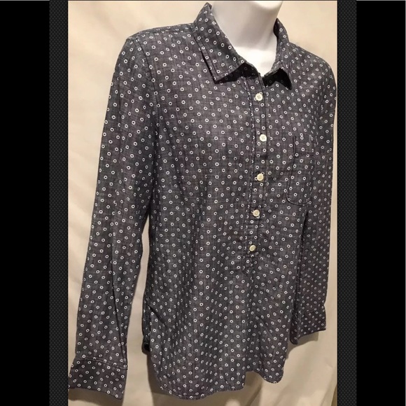 J CREW #30313 Circle Print Chambray Popover - Picture 4 of 8
